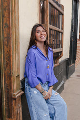 Blusa Boho manga 3/4  - Mora Azul
